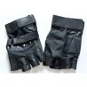 Gants cuir et tissu - noir