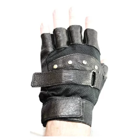 Gants cuir et tissu - noir