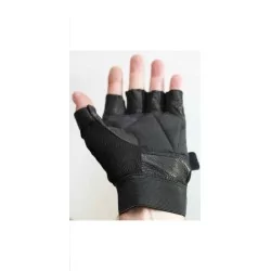 Gants cuir et tissu - noir