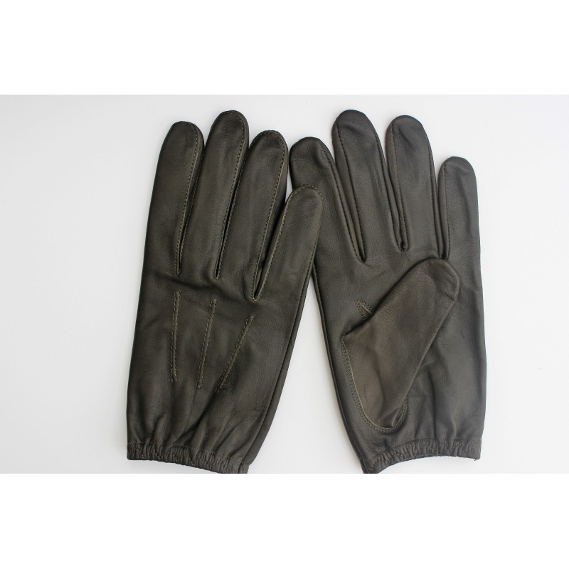 Paire de gants de conduite homme en cuir d’agneau marron foncé, dos et paume