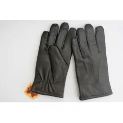 Hiver - gants cuir marron-noir