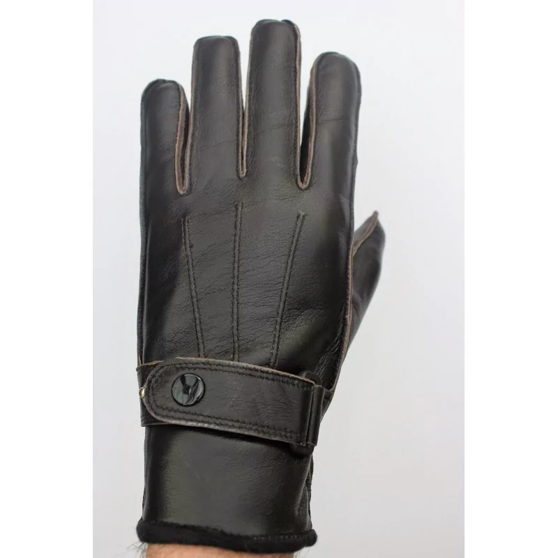 Hiver - gants cuir marron foncé