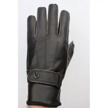 Hiver - gants cuir marron foncé