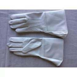 Gants cuir blanc avec manchette