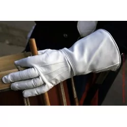 Gants cuir  blanc avec manchette