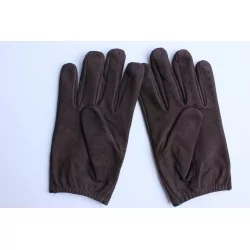 Gants cuir  fin marron - Daim