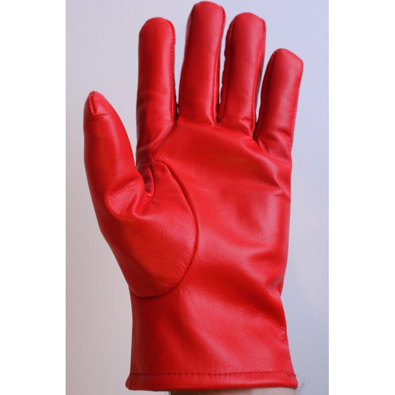 Gants d'hiver pour femmes en cuir rouge