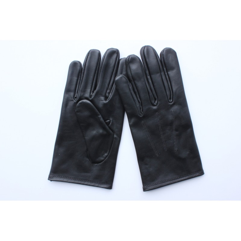Paire de gants en cuir d’agneau noir pour homme à plat, dos et paume
