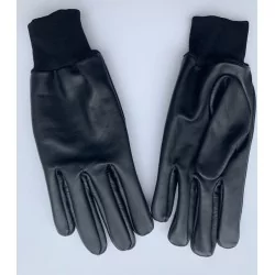 Mi saison ou hiver - gants cuir noirs avec poignets