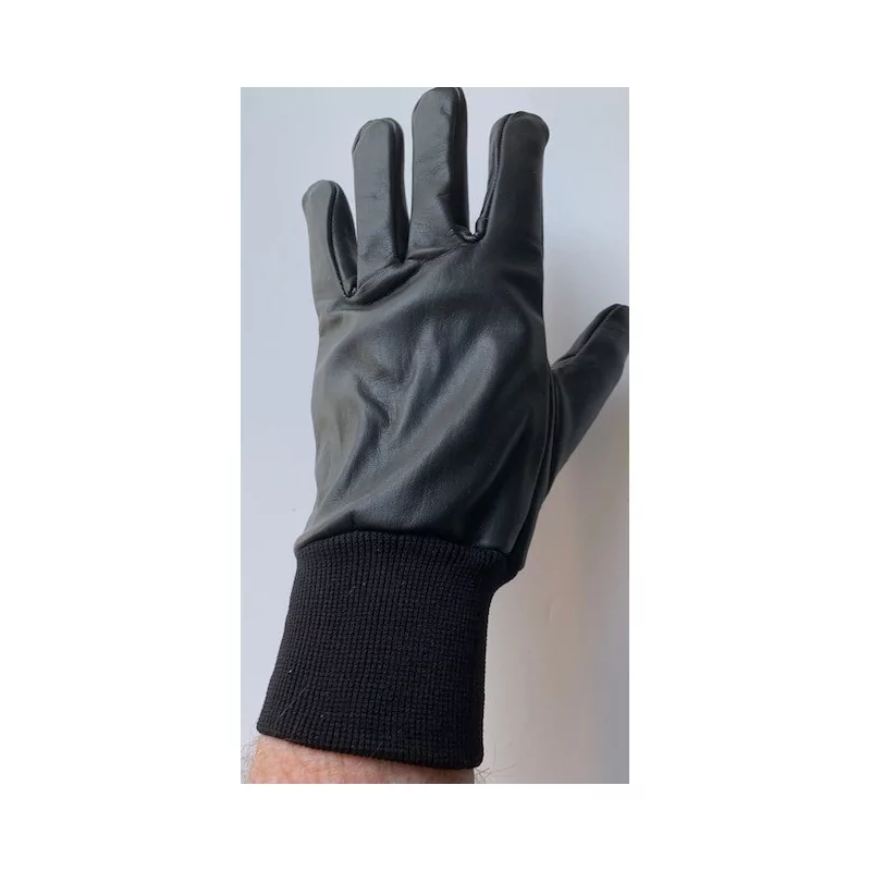 Mi saison ou hiver - gants cuir noirs avec poignets