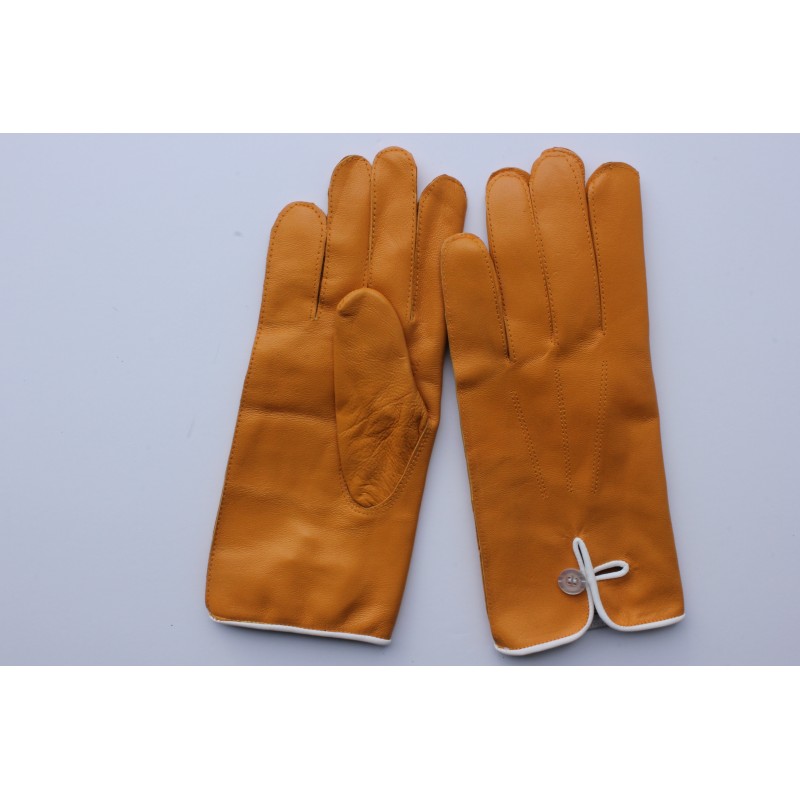 Gants pour femmes en cuir orange de mi-saison