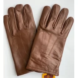 Gants cuir doublés pour homme - Marron