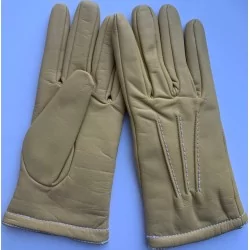 Hiver - Gants cuir jaune clair -