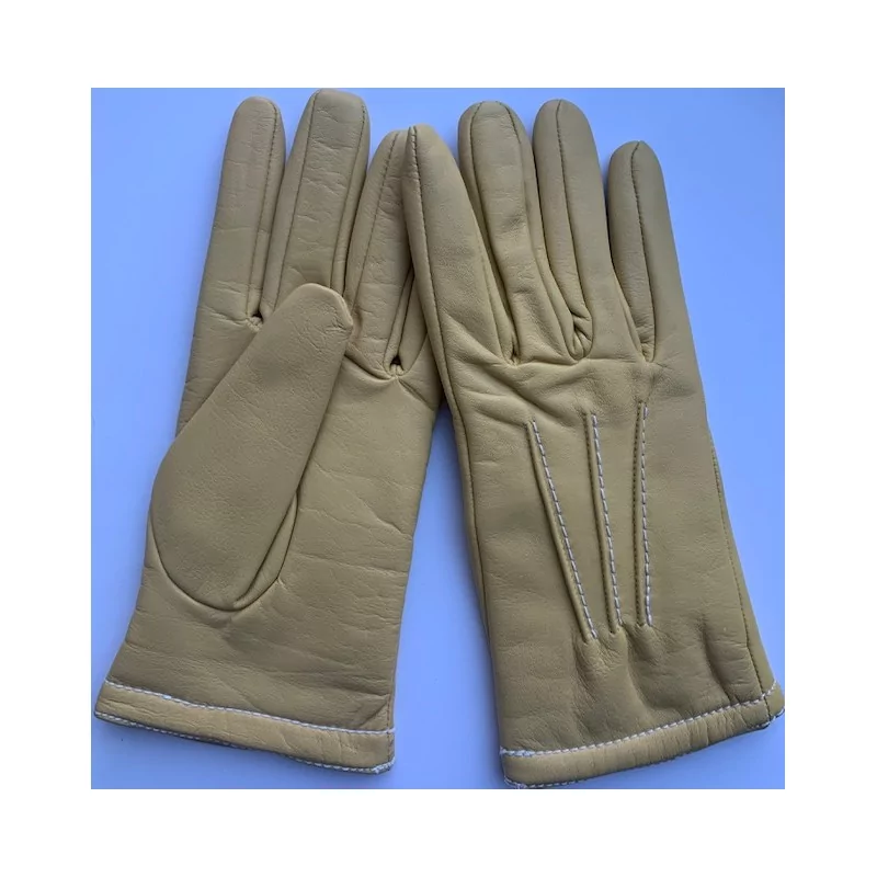 Hiver - Gants cuir jaune clair