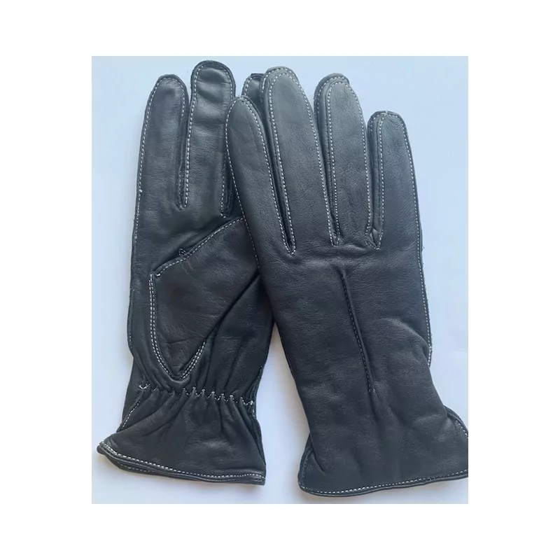 Gants cuir d'hiver - Noir