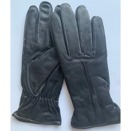 Gants cuir d'hiver - Noir