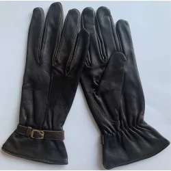 Gants cuir marron foncé -...