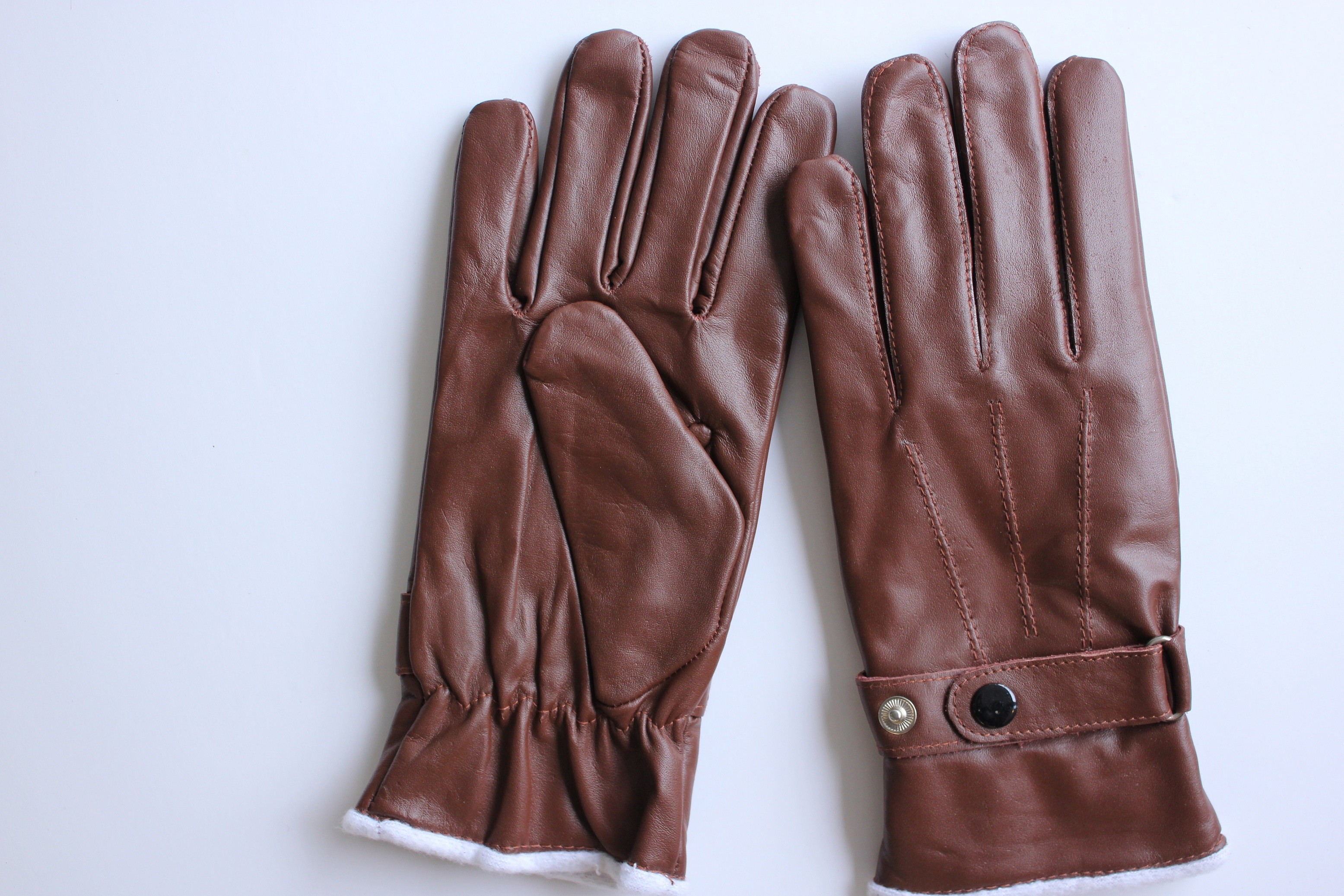 Gants en cuir hiver Marron pour homme intérieur